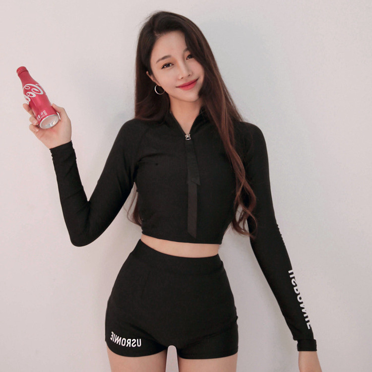 Swimsuit women's hot springs conservative and thin 2022 new fashion long-sleeved two-piece bikini net red swimsuit summer