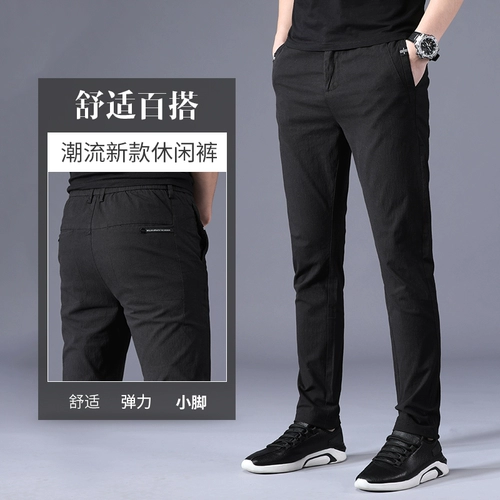 Шелковые эластичные трендовые спортивные штаны, в корейском стиле, осенние, свободный прямой крой