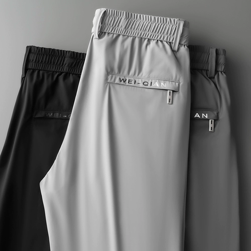 Мужские шелковые летние тонкие быстросохнущие элитные эластичные штаны для отдыха, оверсайз, свободный прямой крой