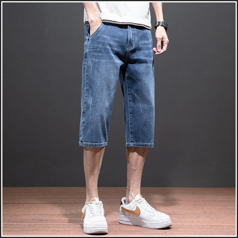 Men's Denim Shorts, 2026 New Style, Loose Straight-Leg Casual Mid-Length Pants, 7/8 Length, Thin Summer Style