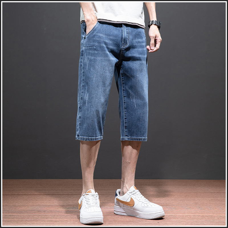 Denim Shorts Men's Seven Pants 2022 New Loose Straight Barrel Casual Outside Wearing 50% Pants 7 For Summer Thin