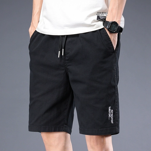 Черные шелковые тонкие эластичные спортивные шорты для отдыха, быстросохнущие пляжные штаны, свободный крой