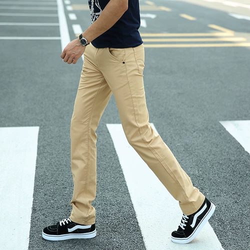 Осенние хлопковые эластичные черные штаны, свободный прямой крой, облегающий крой