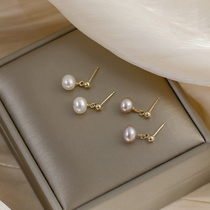 Natural strong light pearl earrings female simple temperament earrings American 14K gold does not fade pure handmade jewelry