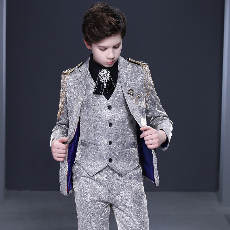 Boy gown child suits suit walking show piano for show host Inron handsome young boy West suit winter