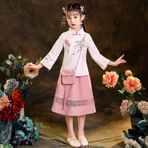 Hanfu girl Chinese style children Tang suit little girl Republic of China style princess costume Super fairy skirt dress suit summer