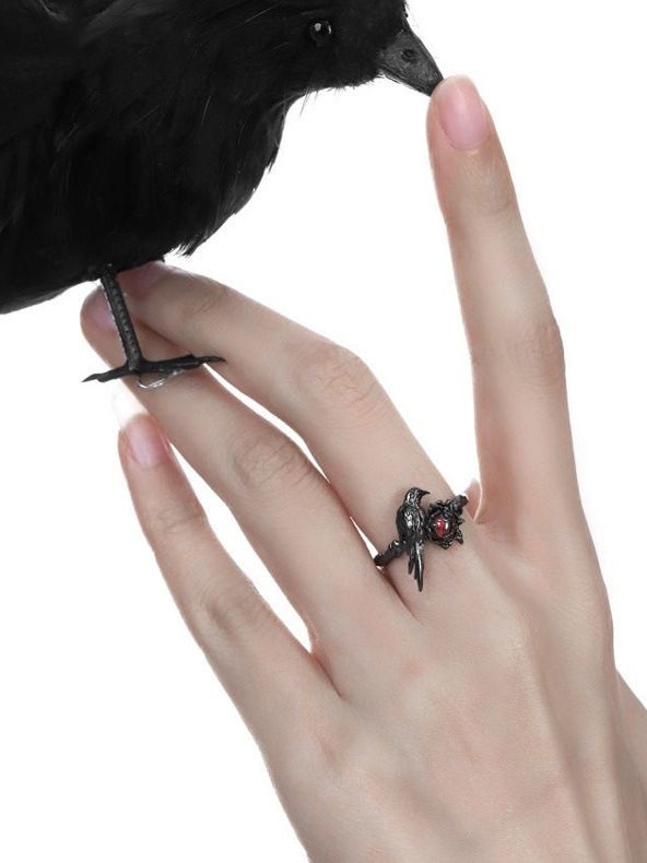Original Design Dark Raven Ring, Sweet and Cool Style, High-End Niche Index Finger Ring, Love and Deep Space Qin Che Ring Trend
