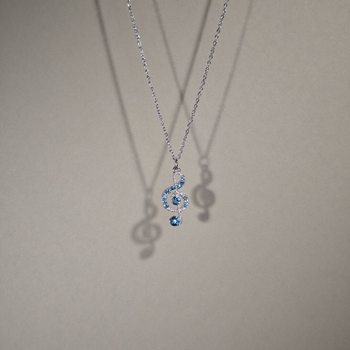 Vintage Silver Diamond Note Necklace for Women, Rhinestone Musical Note, Simple and Versatile Gift