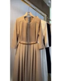 Хаки длинная юбка, летнее платье, летняя одежда, французский стиль, в стиле Шанель, круглый воротник, изысканный стиль