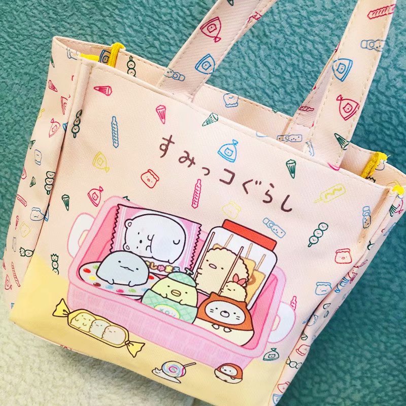 Cartoon Pu Lunch Single Shoulder Handbag Corner Bio Waterproof Shopping Bag Sublunchbox Lunchbox With Dinner Lunch Bag Gift Gift