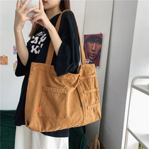 Japanese mommy bag ins large capacity light retro canvas bag tote bag womens all-match one-shoulder mother and baby bag for going out