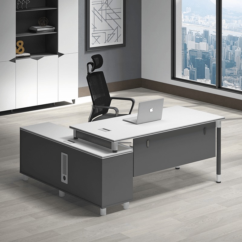 Office owner table desk chair combination big bandai brief modern round leg desk head manager table