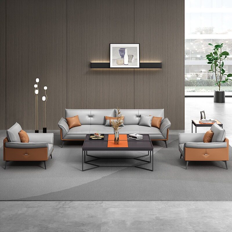 Office Sofa Tea Table Composition Suit Hall Reception Business Casual Area Brief Modern Fashion Office Sofa