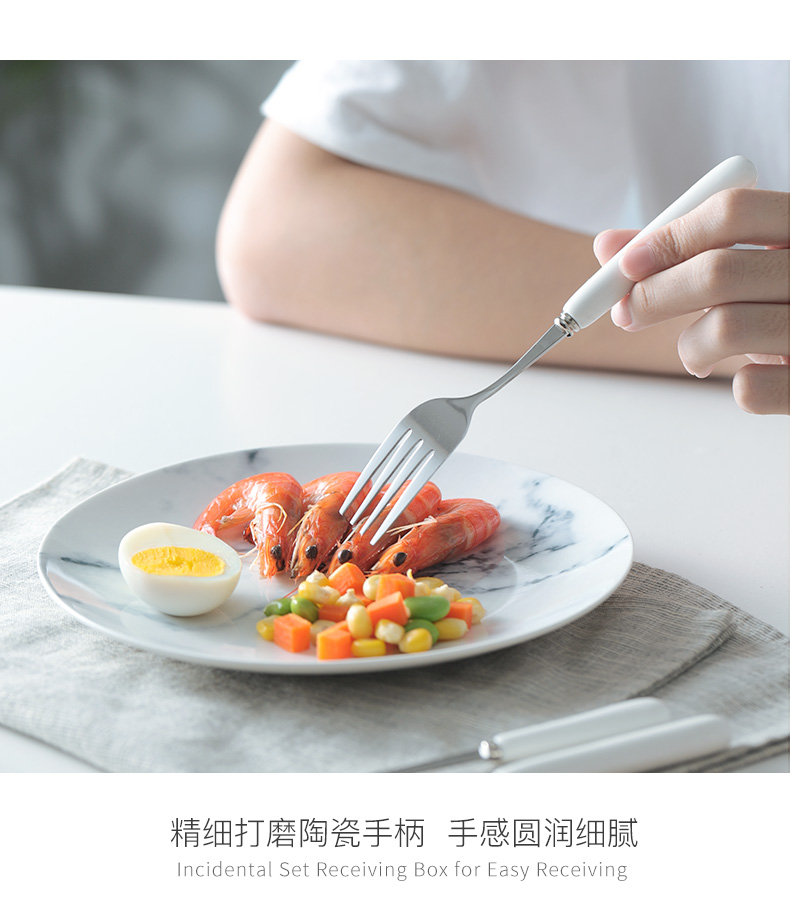 Ceramic spoon handle stainless steel household creative TBSP lovely ladles Korean children eat small spoon, tableware