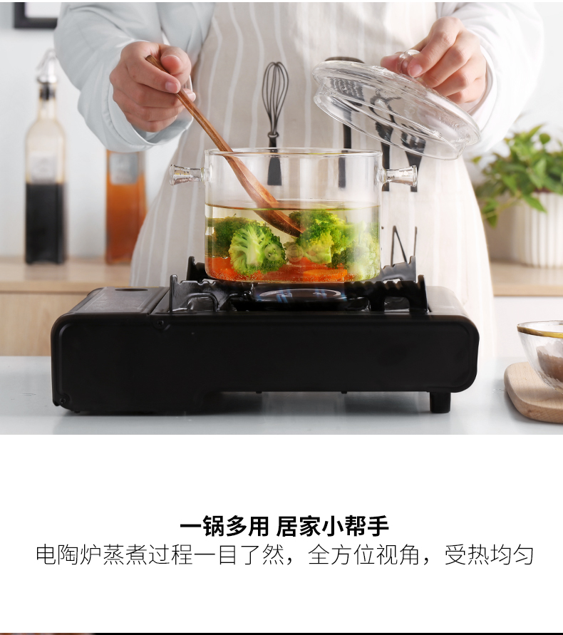 Transparent high borosilicate glass ears pot soup household electric TaoLu gas flame heat resisting high temperature resistant soup pot of stew