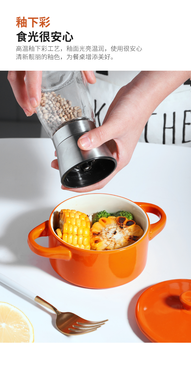 Ears ceramic steamed custard with a small bowl of chicken household with cover high - temperature baby baby braised egg steamed egg bowl side dish bowl