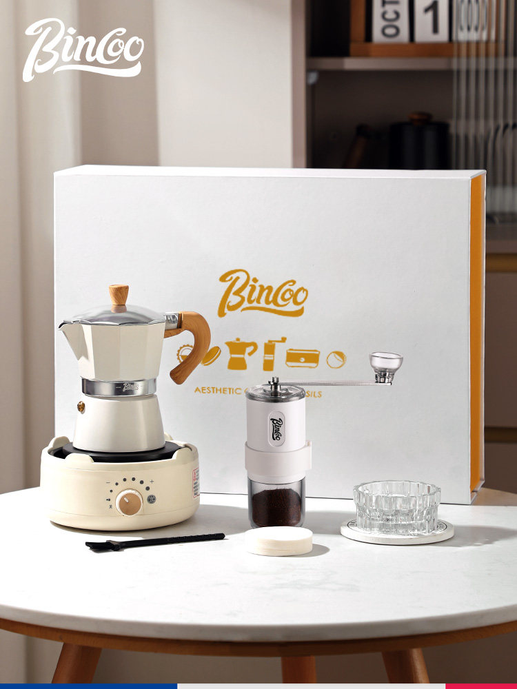 Bincoo Moka Pot Coffee Maker Home Electric Ceramic Stove Set Espresso Extraction Coffee Pot Utensil Gift Box