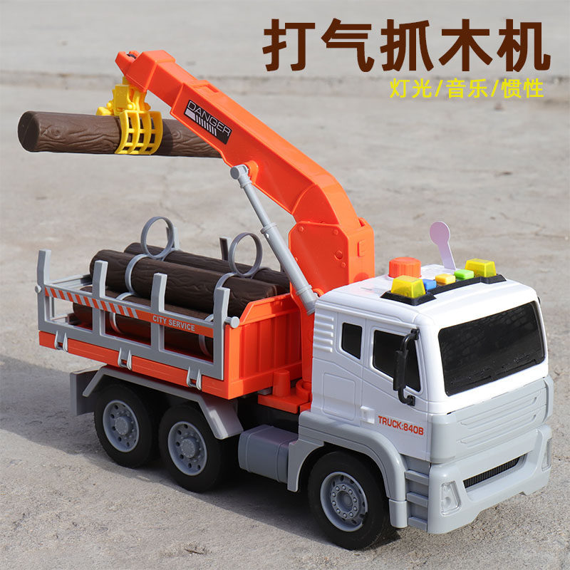 Large number of wood transport vehicles Toys children Inertial Music Cars Manual Cheering Lifting of wooden motor engineering vehicles