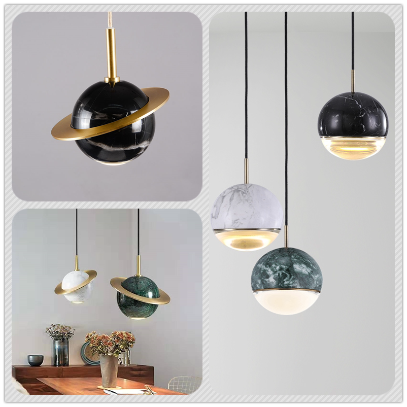 Postmodern all-copper marble aisle small chandelier dining room lamp single head creative personality bedside decorative lamp bar lamp