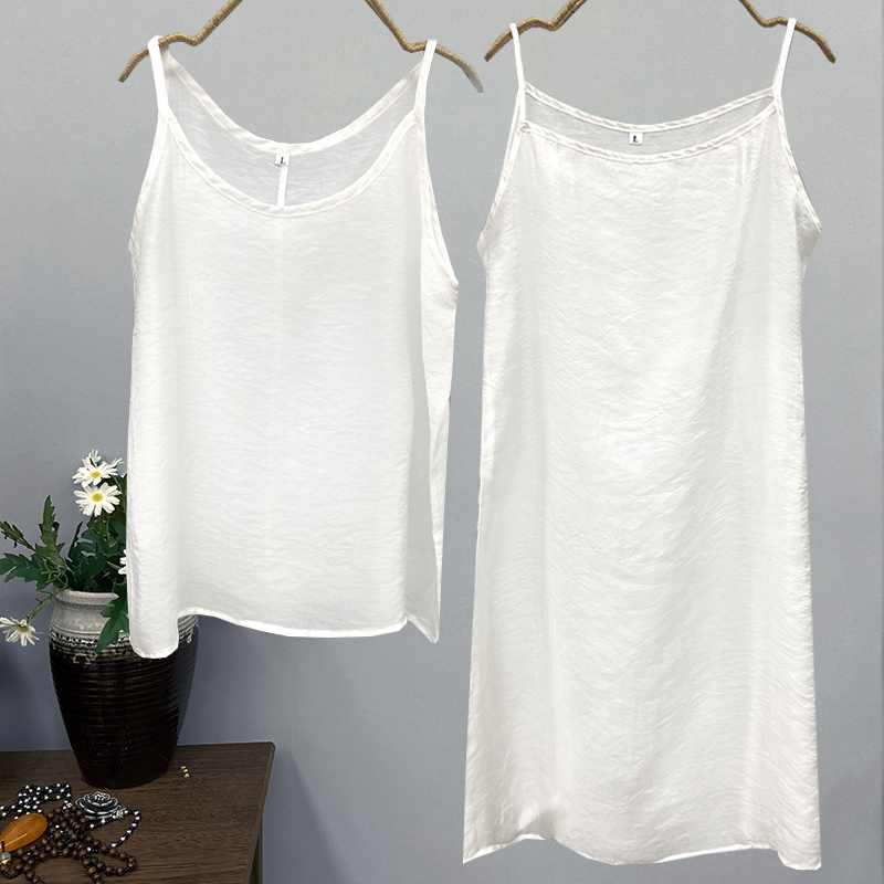 Summer white silk cotton base skirt thin suspender lining 2021 women's vest skirt mid-length skirt with small suspenders