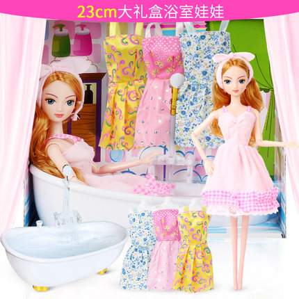 Pudding mới cô gái búp bê Barbie đặt phun nước công chúa phòng lưu thông nước tắm nhà tắm đồ chơi - Búp bê / Phụ kiện