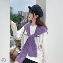 Net red small shawl fashion shoulder knitted knots air conditioning room scarf women knots autumn and winter outside with neck cloak
