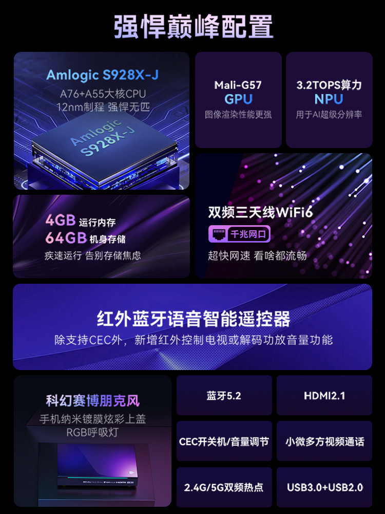 Tencent Aurora 5X Tv Box Dolby Vision Network Set-Top Box Magic Box Home Network Hard Drive Player Penguin