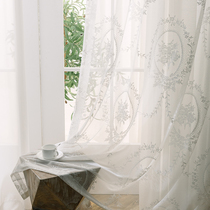 Curtain white yarn curtain translucent impermeable Chiffon yarn Semi-shading Balcony bay window Bedroom white curtain white window screen