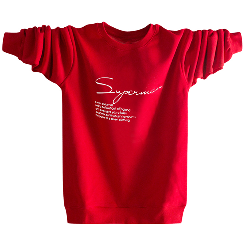 Spring and Autumn Long-Sleeved T-Shirt for Men, Pure Cotton Red Top for 15-Year-Old Boys, 13-Year-Old Junior High School Students, 14-Year-Old Teenagers, Base Layer Shirt