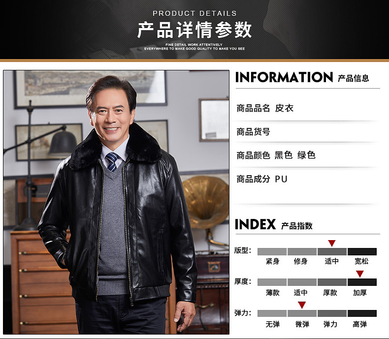 中老年爸爸皮夹克 图1