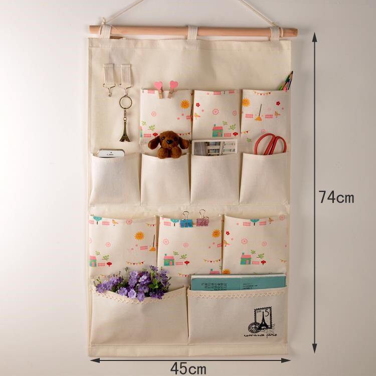 Wall rack storage cloth hanging wall dormitory multi-layer multi-pocket hanging bag door back wall hanging cotton and linen cloth art large