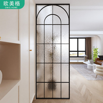 Living Room Screen Partition Iron Art Decoration Simple Tempered Glass Long Iridescente Water Cubic Water Ripple Fake Window Glass Partition Wall