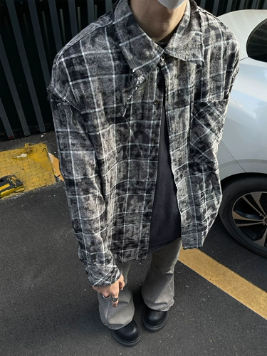 Maxdstr American Hip-Hop Tie-Dye Проверьте разбросанную рубашку мужчины и женская рубашка свободная осенняя модная бренд