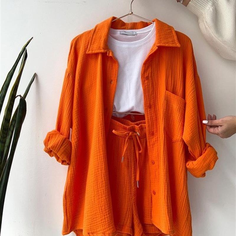 2023 Summer Womens Two Piece Casual Long Sleeve Short S