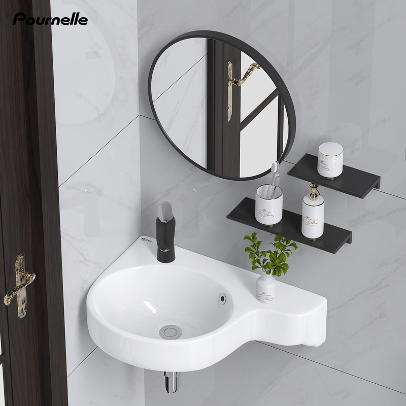 Pournelle Bathroom Mini Triangular Basin Hanging Basin Small Apartment Wall-Mounted Corner Washbasin