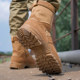 ເກີບຝຶກຊ້ອມການຕໍ່ສູ້ແບບໃໝ່ຂອງຜູ້ຊາຍ ເກີບໜັງແທ້ ຂ້າງ zipper ultra-light breathable waterproof mountaineering wear-resistant desert boots brown combat training boots