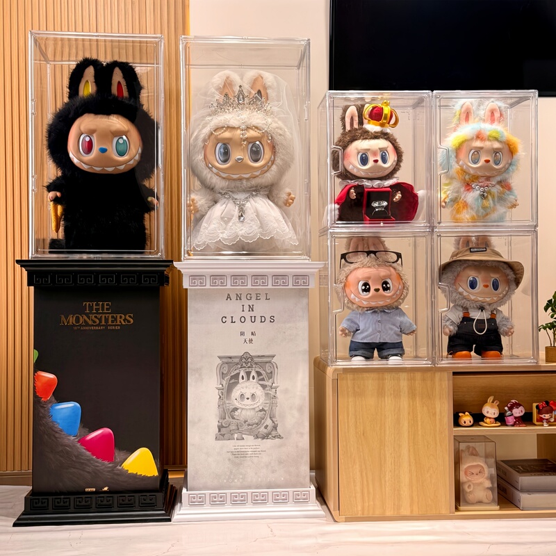 Labubu Big Boss Angel Acrylic Display Case Cabinet Labubu 10Th Anniversary Series Zimomo Roman Column Base