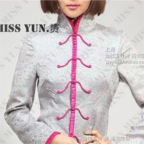 Waist rose red flower brocade fashion improvement medium long sleeve Lady Tang fashion mother coat winter