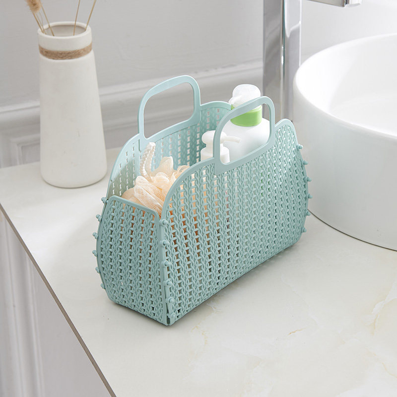 Plastic Folding Folding Hand Woven Containing Basket Bathroom Bath Basket Bath Basket Containing basket Sub-shopping Handbasket