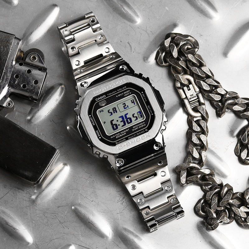 Casio 35Th Anniversary Limited Edition Silver Block Small Square Gold Brick Silver Brick Sports Gmw-B5000D-1 Men's Watch