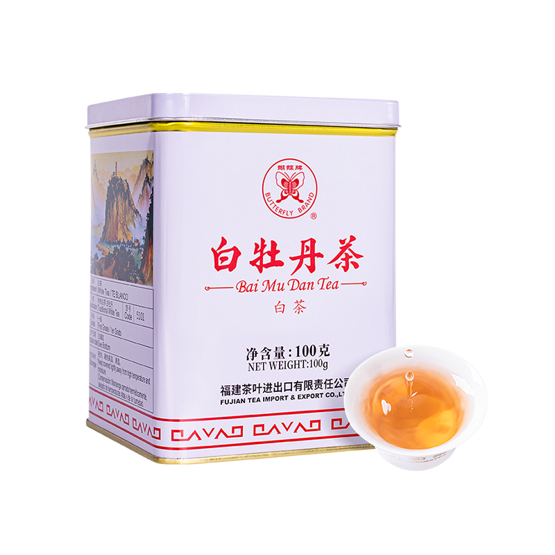 中茶白牡丹罐装散茶福建老树白茶100公克中华老字号一级白茶