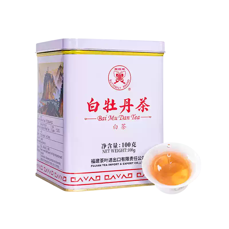 中茶白牡丹罐装散茶福建老树白茶100公克中华老字号一级白茶