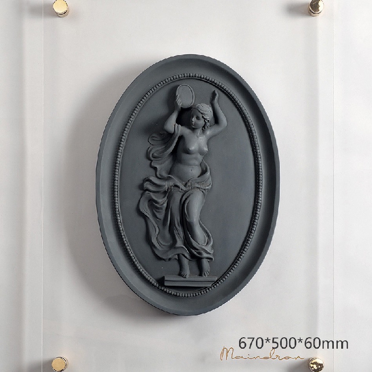Seiko carved ladies plaster modern art wall decoration light luxury soft decoration installation model room sample house exhibition center club