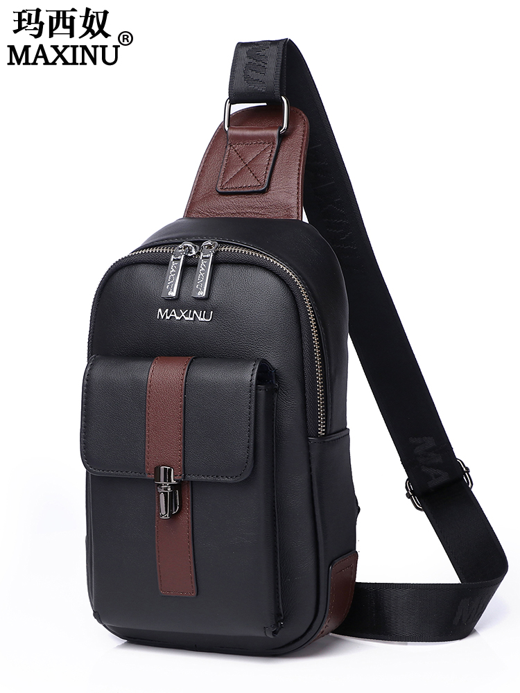 Massino cowhide chest bag men's messenger bag men's bag shoulder bag genuine leather bag new custom trendy brand backpack small