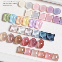 Nail art glass bean color card transparent beads high transparent round square water ripple nail polish glue color plate playing plate nail plate
