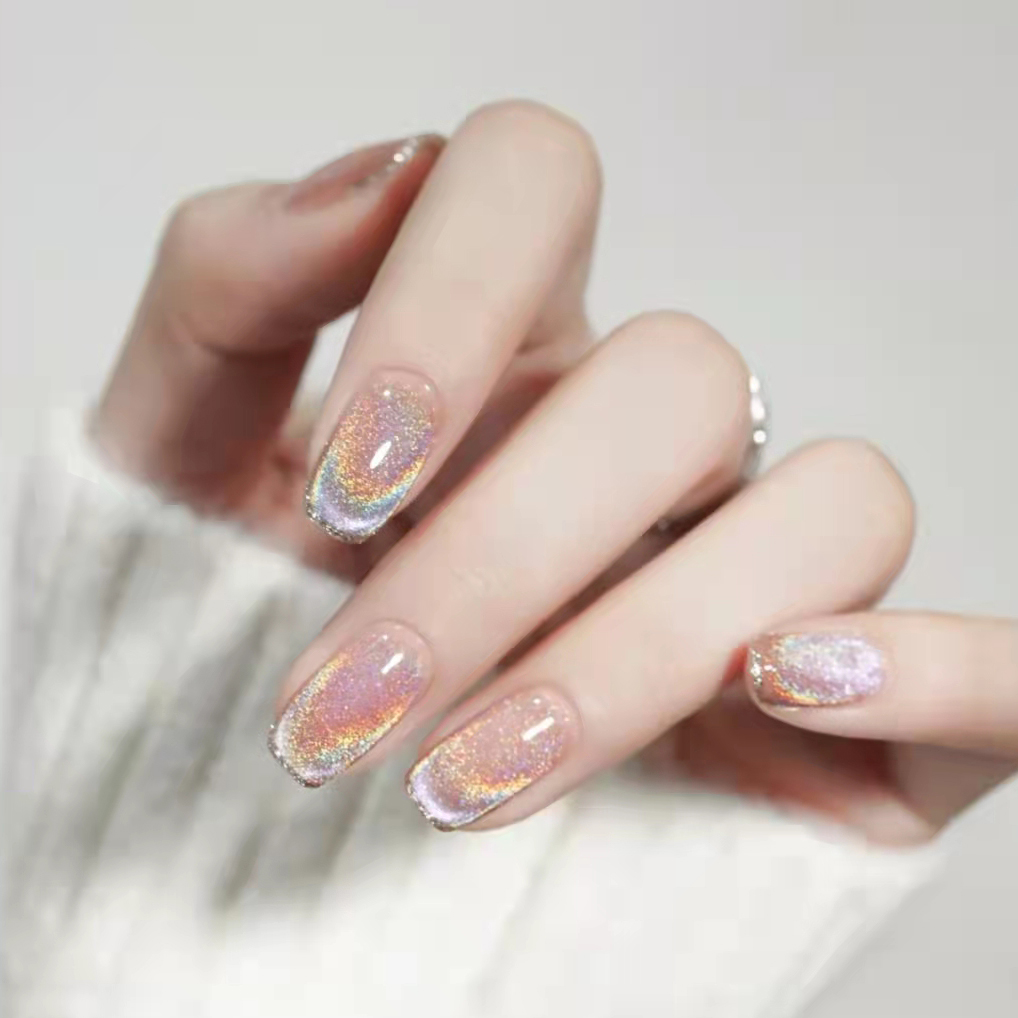 Manicure universal laser phantom colorful spar glare cat eye glue 2022 winter new product magic color nail polish glue