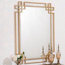 Chinese style porch background wall decorative mirror simple living room wall mirror square creative mirror light luxury bathroom makeup mirror