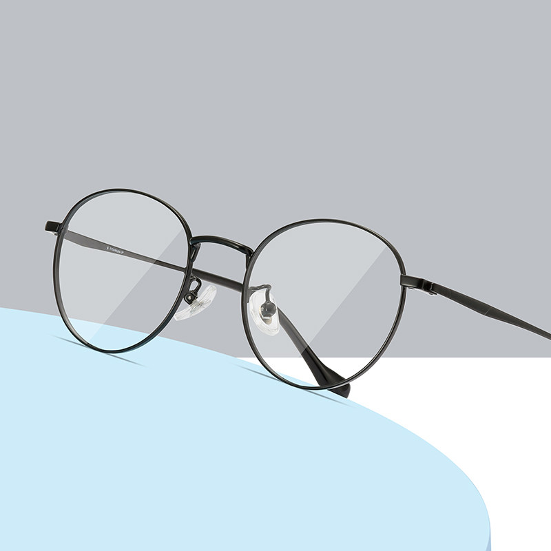 Pure titanium glasses frame men's and women's high myopia glasses ultra-light small face can be equipped with degree small frame student retro round frame