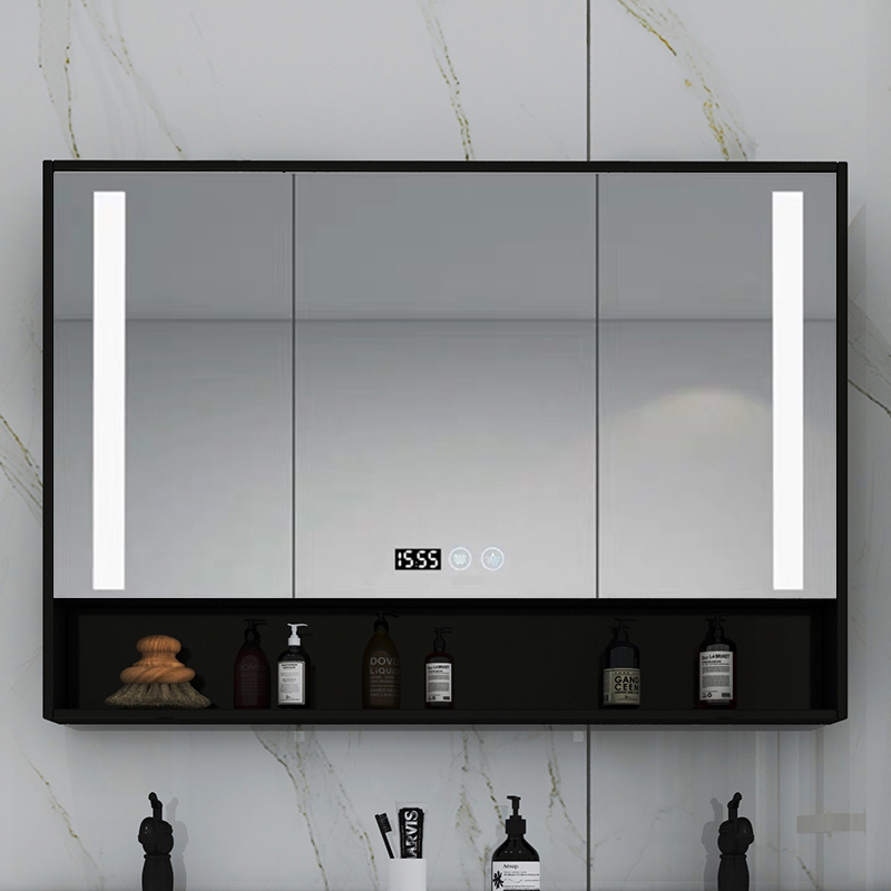 Nordic solid wood mirror cabinet hanging wall style modern minimalist bathroom mirror with shelve dressing room Bathroom Mirror Cabinet