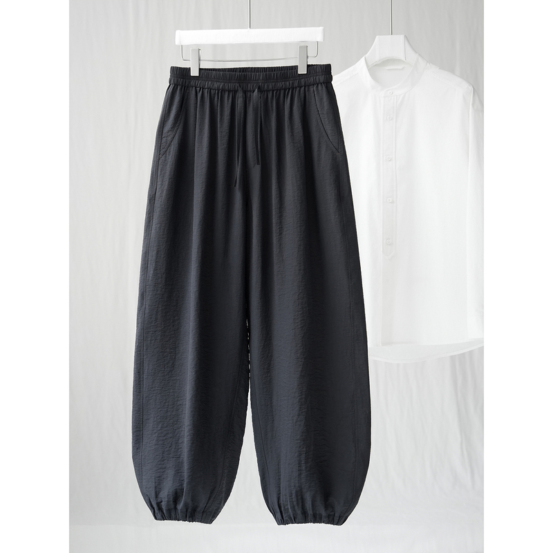 Ma·Fu New Regenerated Mulberry Silk Black Lantern Pants, Summer Breathable Lightweight Loose Casual Pants Ma·Fu New Regenerated Mulberry Silk Black Lantern Pants, Summer Breathable Lightweight Loose Casual Pants